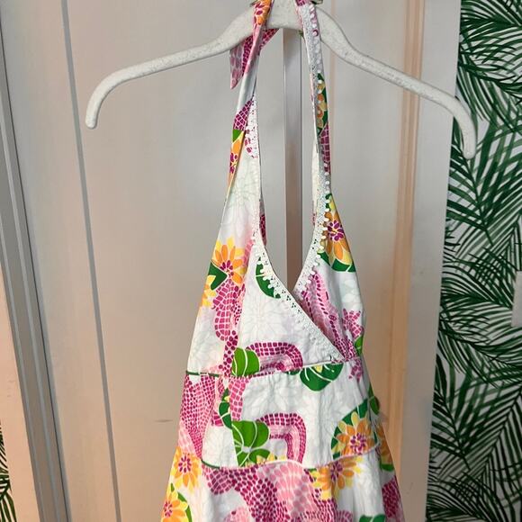 Lilly Pulitzer Sleeveless Halter Neck Floral Knee Length Dress 4 - Picture 2 of 9